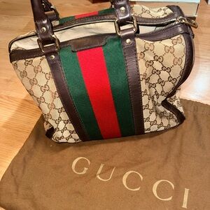 Ophidia Boston Gucci Brown | Vintage Monogram Bag | GG Canvas| Authentic | strap